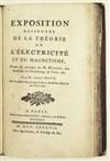 HAÜY. Exposition Raisonnée de la Théorie de l''Électricité [etc.]. 1787 + DELEUZE. Histoire Critique du Magnétisme Animal. 2 vols. 18